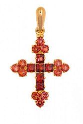 Крест из красного золота 585 пробы 2,04 гр. с недрагоценными камнями б/у