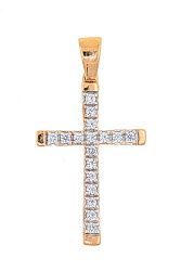 Крест из красного золота 585 пробы 1,49 гр. с недрагоценными камнями б/у