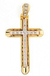 Крест из желтого золота 585 пробы 4,53 гр. с бриллиантовой крошкой б/у