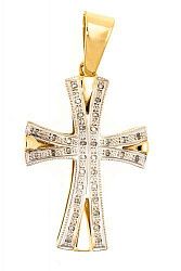 Крест из желтого золота 585 пробы 5,14 гр. с бриллиантовой крошкой б/у
