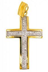 Крест из желтого золота 585 пробы 7,89 гр. с бриллиантовой крошкой б/у