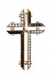 Крест из белого золота 585 пробы 33,91 гр. с недрагоценными камнями б/у