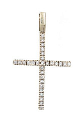 Крест из белого золота 585 пробы 1,46 гр. с бриллиантовой крошкой б/у