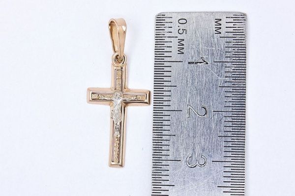 Крест из комбинированого золота 585 пробы 1,2 гр. без вставок б/у