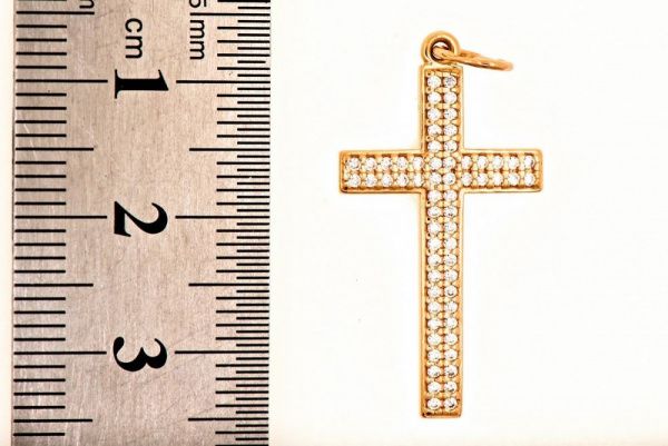 Крест из красного золота 585 пробы 1,86 гр. с недрагоценными камнями б/у