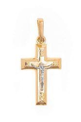 Крест из комбинированого золота 585 пробы 1,69 гр. без вставок б/у