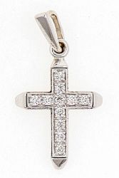 Крест из белого золота 585 пробы 1,35 гр. с бриллиантом б/у