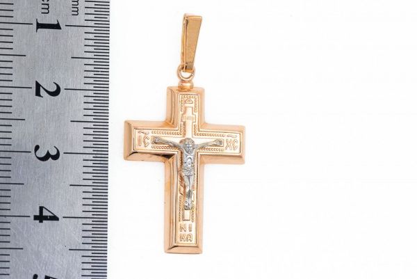 Крест из красного золота 585 пробы 2,55 гр. без вставок б/у