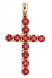 Крест из красного золота 585 пробы 3,82 гр. с недрагоценными камнями б/у