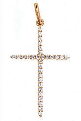 Крест из красного золота 585 пробы 1,41 гр. с недрагоценными камнями б/у