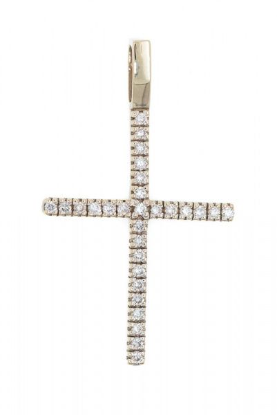 Крест из белого золота 585 пробы 1,46 гр. с бриллиантовой крошкой б/у
