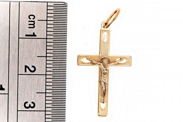 Крест из красного золота 585 пробы 1,1 гр. б/у