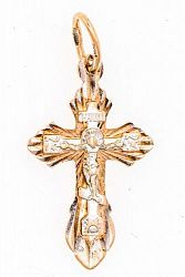 Крест из комбинированого золота 585 пробы 0,61 гр. б/у