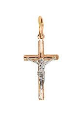 Крест из комбинированого золота 585 пробы 0,85 гр. без вставок б/у