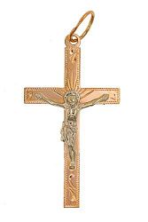 Крест из комбинированого золота 585 пробы 2,88 гр. без вставок б/у