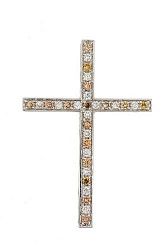 Крест из белого золота 585 пробы 3,59 гр. с бриллиантовой крошкой б/у