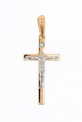 Крест из комбинированого золота 585 пробы 1,08 гр. с бриллиантовой крошкой б/у