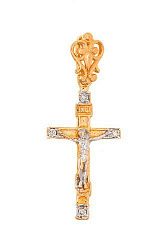Крест из комбинированого золота 585 пробы 1,11 гр. с бриллиантовой крошкой б/у