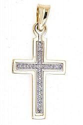 Крест из комбинированого золота 585 пробы 3,93 гр. с бриллиантовой крошкой б/у