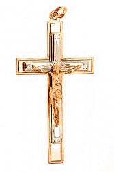 Крест из красного золота 585 пробы 12,69 гр. с недрагоценными камнями б/у