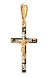 Крест из комбинированого золота 585 пробы 3,61 гр. с эмалью б/у