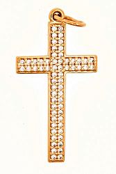 Крест из красного золота 585 пробы 1,86 гр. с недрагоценными камнями б/у