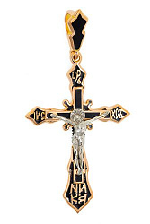 Крест из комбинированого золота 585 пробы 5,08 гр. с эмалью б/у