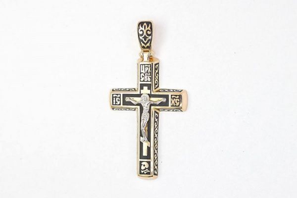 Крест из красного золота 585 пробы 5,55 гр. с эмалью б/у