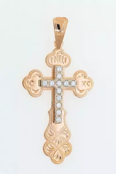 Крест из комбинированого золота 585 пробы 4,39 гр. с недрагоценными камнями б/у