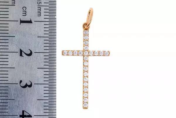 Крест из красного золота 585 пробы 0,94 гр. с недрагоценными камнями б/у