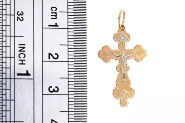 Крест из комбинированого золота 585 пробы 1,08 гр. с недрагоценными камнями б/у
