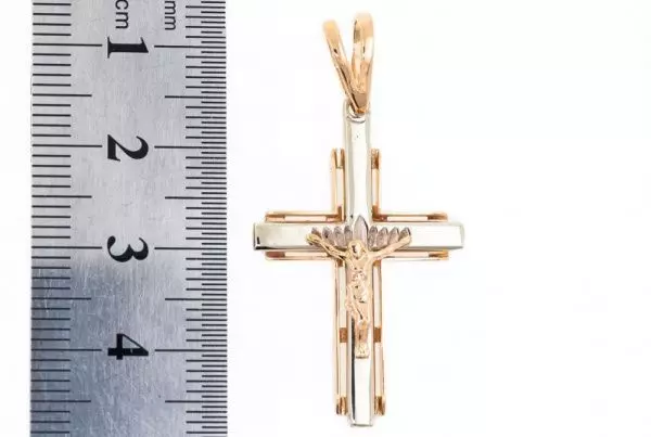 Крест из комбинированого золота 585 пробы 3,49 гр. без вставок б/у