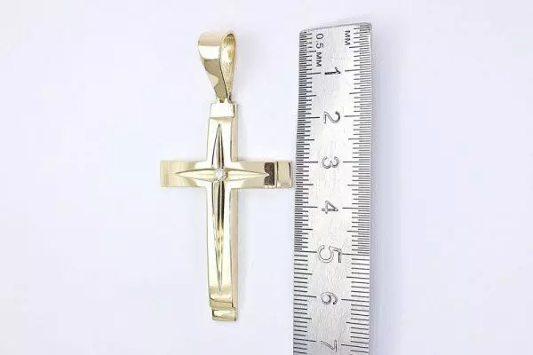Крест из желтого золота 585 пробы 14,53 гр. с бриллиантом б/у