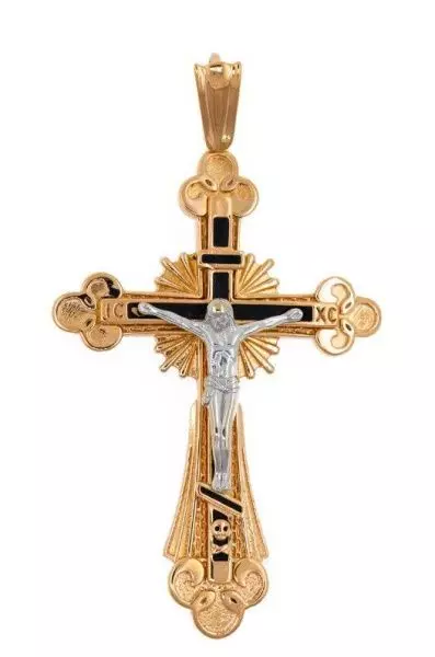 Крест из комбинированого золота 585 пробы 15,96 гр. с эмалью б/у